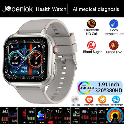 2025 Medical Grade ECG+PPG Smart Watch – Blood Sugar & Health Monitor