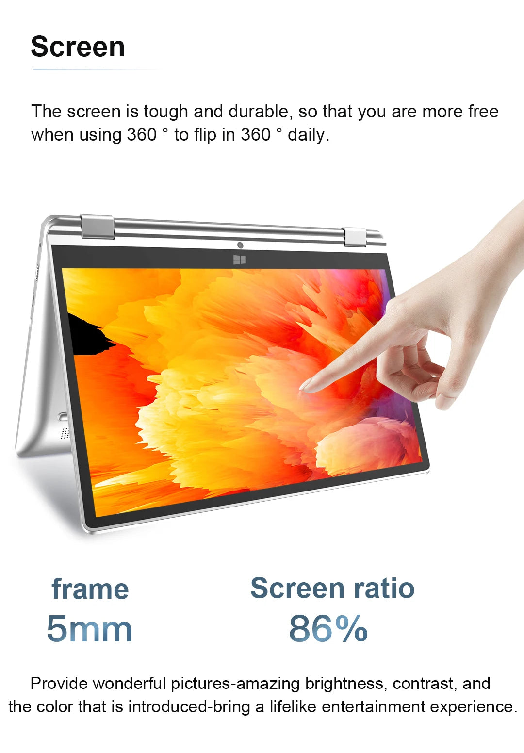 11.6" Portable 2-in-1 Mini Laptop - Intel N4020 8GB RAM Windows 11 Pro Touchscreen Tablet PC