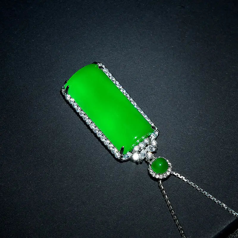 Natural high ice chalcedony green jadeite color safe and sound brand pendant