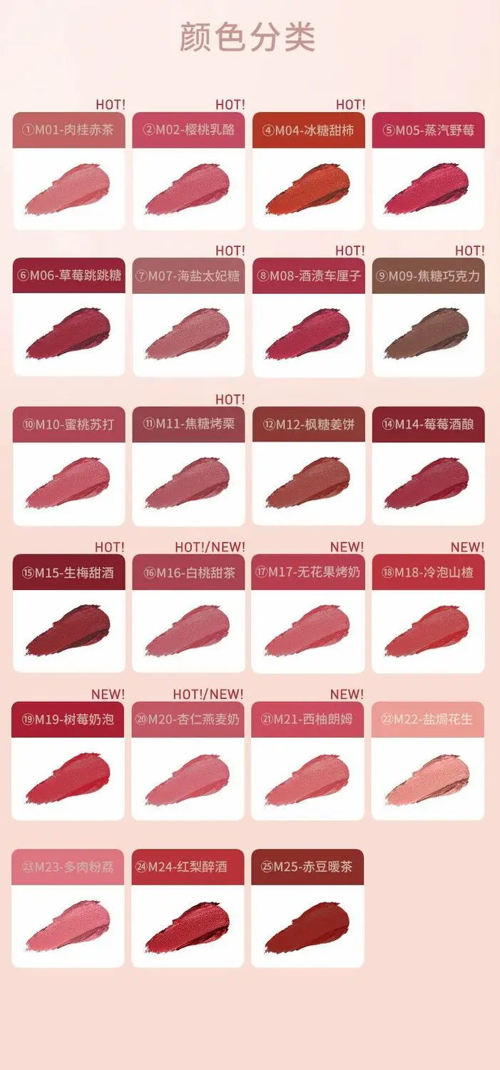 AKF Lip Mud Matte Velvet Soft Mist Lipstick Moisturizing Longlasting High Pigmented Lip Tint Lip Glaze Cosmetics Makeup