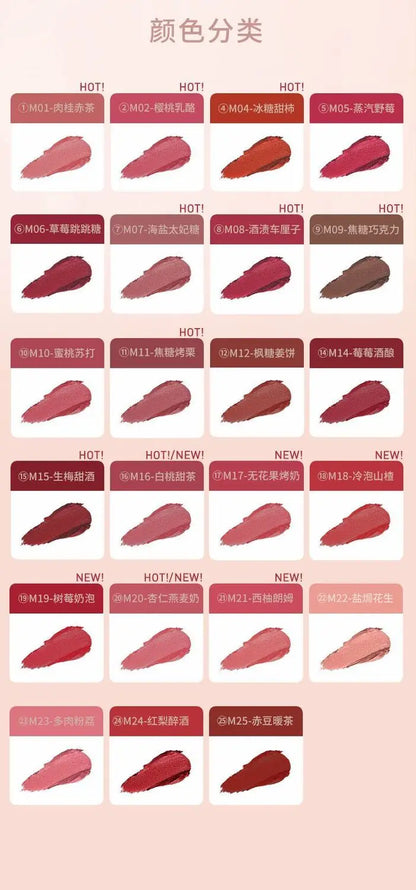 AKF Lip Mud Matte Velvet Soft Mist Lipstick Moisturizing Longlasting High Pigmented Lip Tint Lip Glaze Cosmetics Makeup