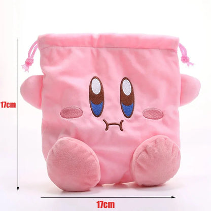 Star Kirby Storage Bag Plush Cosmetic Bag Cute Plush Toy Portable Drawstring Pocket Kawaii Kirby Cartoon Pink Coin Purse Gift