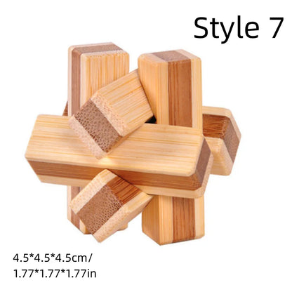 Wooden Kong Ming Lu Ban Lock – 3D IQ Brain Teaser Montessori Puzzle Toy for Kids & Adults