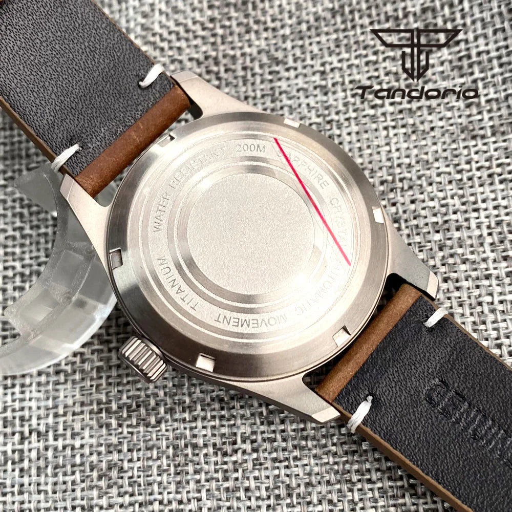 Tandorio Titanium Ultralight Dive 39mm Men's Pilot Watch Automatic Miyota 8215/PT5000 Movt AR Sapphire 20BAR Waterproof Luminous