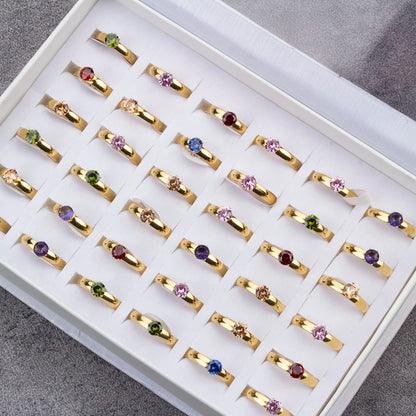 36Pcs/lot Fashion Stainless Steel Zircon Heart Love Rings For Women Mix Style Wedding Engagement Jewelry