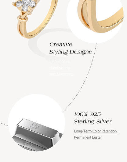 ATTAGEMS Classical  0.2ct Moissanite Ring For Women Flower Cluster Design D VVS1 925 Sterling Silver Wedding Rings Fine Jewelry