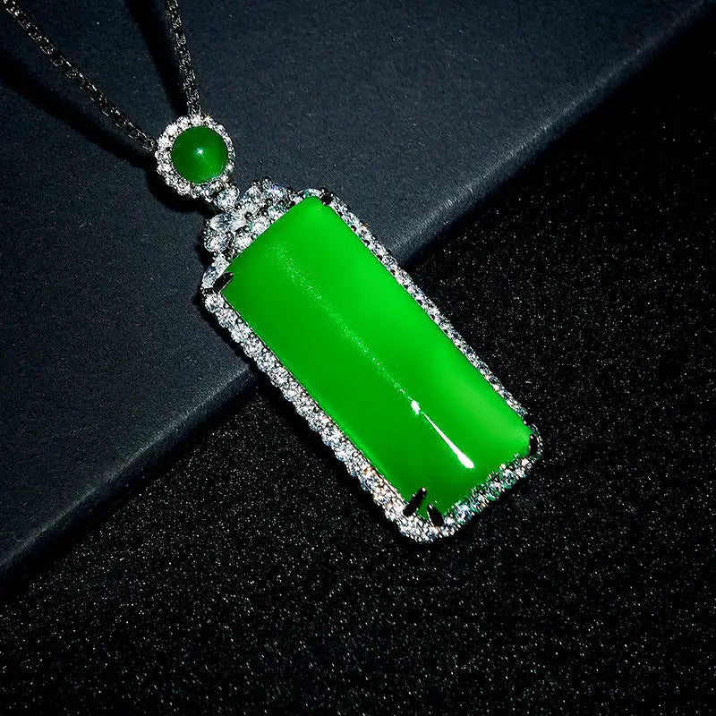 Natural high ice chalcedony green jadeite color safe and sound brand pendant