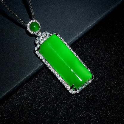Natural high ice chalcedony green jadeite color safe and sound brand pendant