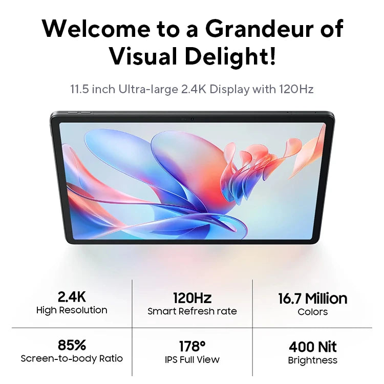 【World Premiere】Blackview MEGA 1 Tablet 11.5 inch 2.4K 120Hz Display 12GB 256GB 8800mAh 50MP+13MP Camera 33W Fast Charging