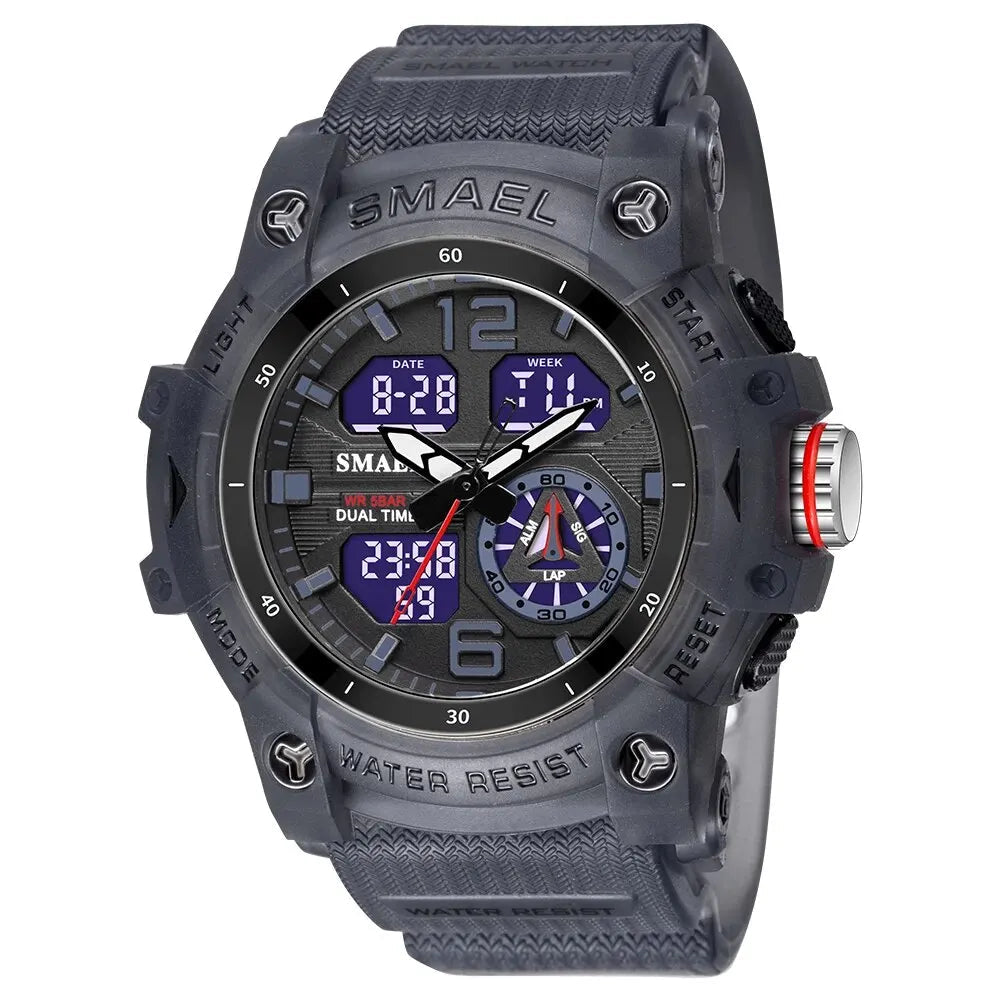 SMAEL 8007 Military Sport Watch – LED Digital Dual Time, Waterproof Men's Wristwatch