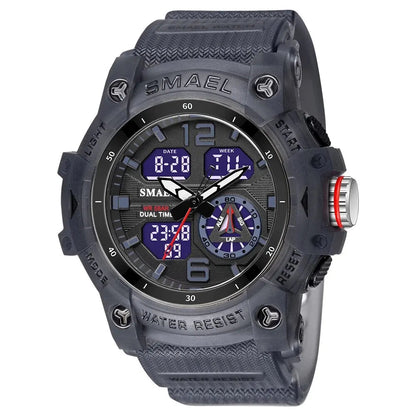 SMAEL 8007 Military Sport Watch – LED Digital Dual Time, Waterproof Men's Wristwatch