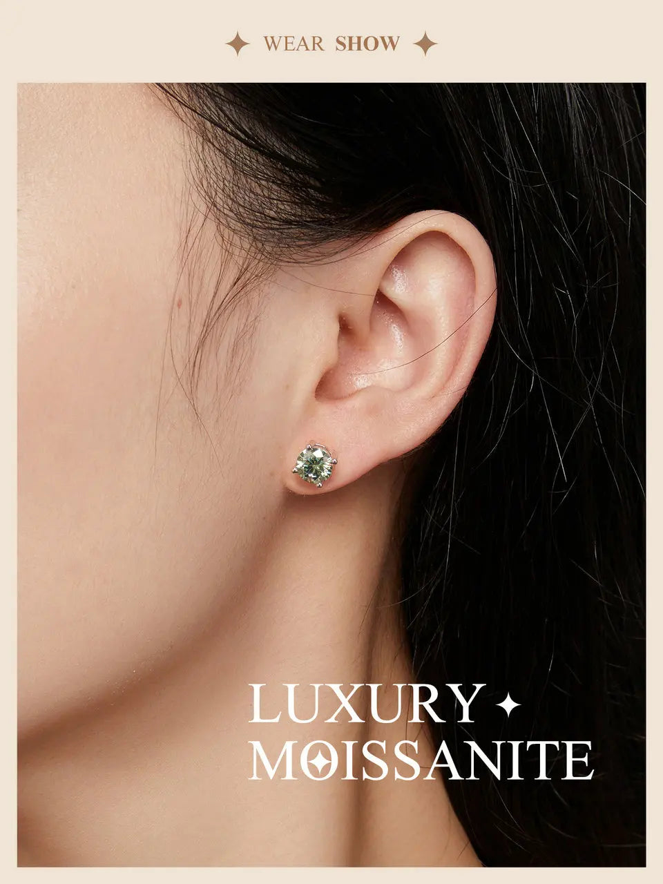 BAMOER 4 Prongs Moissanite Earrings for Women Solid 925 Sterling Silver 2CT VVS1 Lab Diamond Sparkling Classic Wedding Jewelry