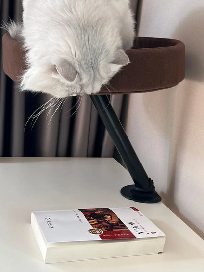 Soft Round Desktop Cat Bed Adjustable Height Comfortable Indoor Pet Nest for Kitten Office Desk Cat Climbing Frame