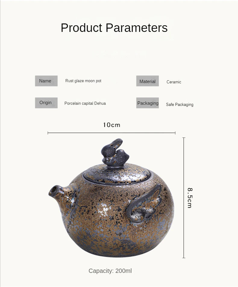 Rust Glazed Tea Pot Ceramic Kung Fu Tea Set Pot Vintage Rough Pottery Yixing Teapots Infuser Teapot Clay Coffeeware Teaware Puer
