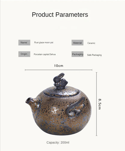 Rust Glazed Tea Pot Ceramic Kung Fu Tea Set Pot Vintage Rough Pottery Yixing Teapots Infuser Teapot Clay Coffeeware Teaware Puer