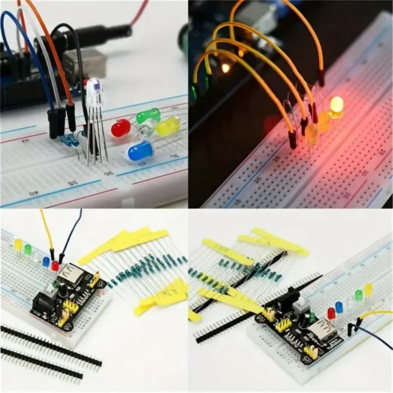 830Pcs DIY Electronics Starter Kit – For Arduino UNO R3, Includes Breadboard, Tie-points, and Electronic Components