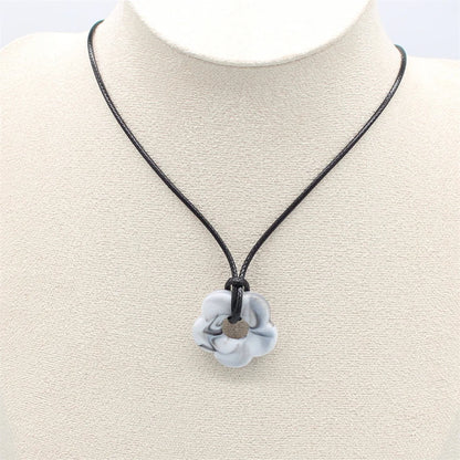 Acrylic Flower Pendant Wax Line Necklace Fashion Neck Handmade Chain Charm Statement Women Pendulum Jewelry Gift