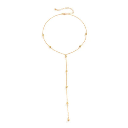 2024 New Minimalism Fashionable Long Tassel Necklace for Women Girls Vintage Chest Thin Chain Ball Pendant Neck Jewelry Gifts
