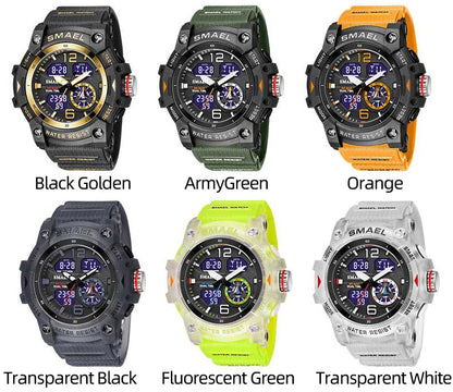 SMAEL 8007 Military Sport Watch – LED Digital Dual Time, Waterproof Men's Wristwatch