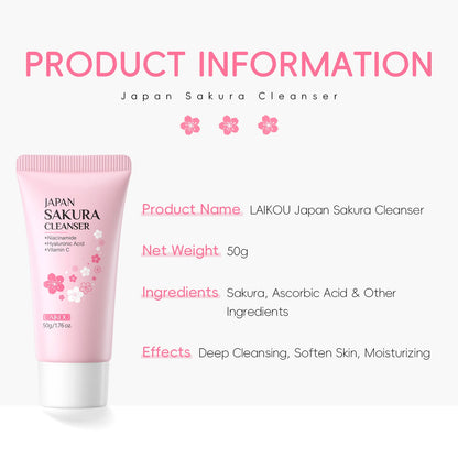 LAIKOU Sakura Facial Cleanser 50g – Deep Cleansing, Brightening & Moisturising