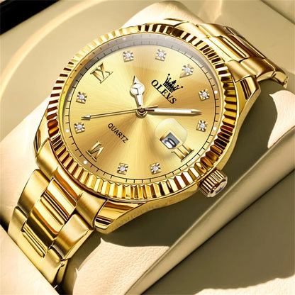 OLEVS Quartz Wristwatches Luxury Watch Business Waterproof Male Clock Luminous Date Stainless Steel Men Watch reloj hombre