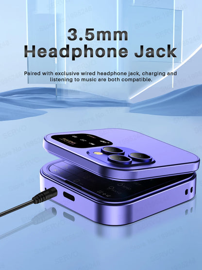 SERVO i16 Pro 2G GSM/4G LTE Network Small Flip Mobile Phone 2 SIM Standby Call Recording Speed Dial 1.77" Mini Folding Cellphone