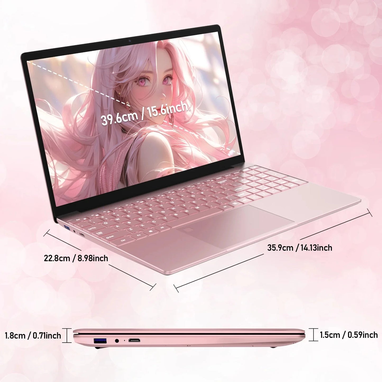 15.6" Narrow Bezel Laptop – Intel Celeron N5095, Up to 32GB RAM & 2TB SSD, Windows 11, Fingerprint Unlock