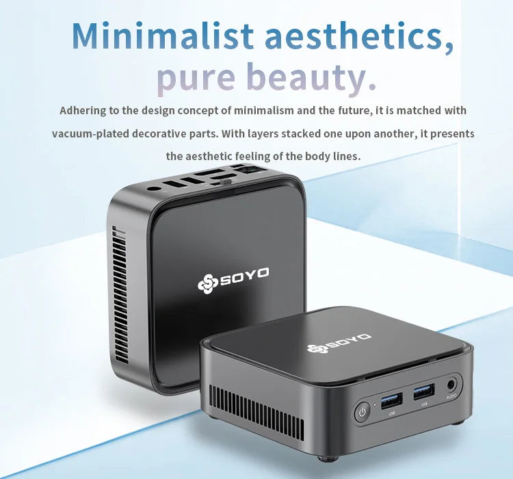 SOYO M4PLUS2 Mini PC: 8/16GB RAM, 256/512GBSSD, Intel Twin Lak N150, Windows 11Pro - Compact & Ideal for Home, Business & Gaming