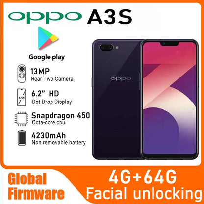 OPPO A3S Smartphone - Android 8.1 Snapdragon 450 13MP Camera 4230mAh Battery Used Phone