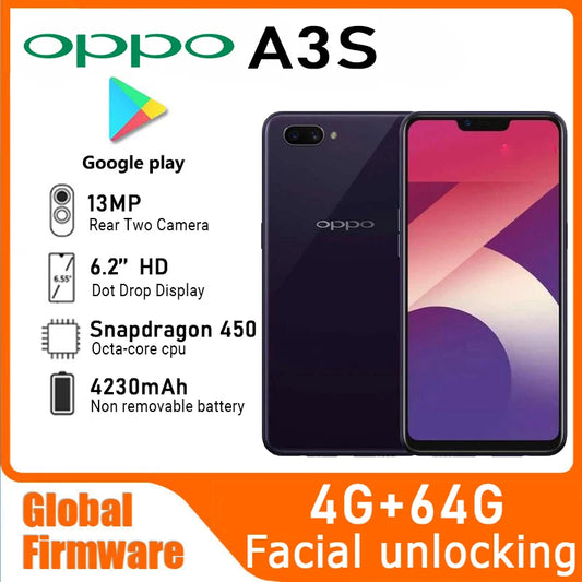 OPPO A3S Smartphone - Android 8.1 Snapdragon 450 13MP Camera 4230mAh Battery Used Phone