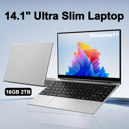 LENO 14.1" Ultra Slim Laptop – Intel N3700, 16GB RAM, 2TB SSD, Windows 11