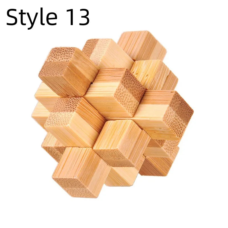 Wooden Kong Ming Lu Ban Lock – 3D IQ Brain Teaser Montessori Puzzle Toy for Kids & Adults