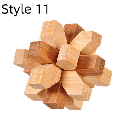 Wooden Kong Ming Lu Ban Lock – 3D IQ Brain Teaser Montessori Puzzle Toy for Kids & Adults