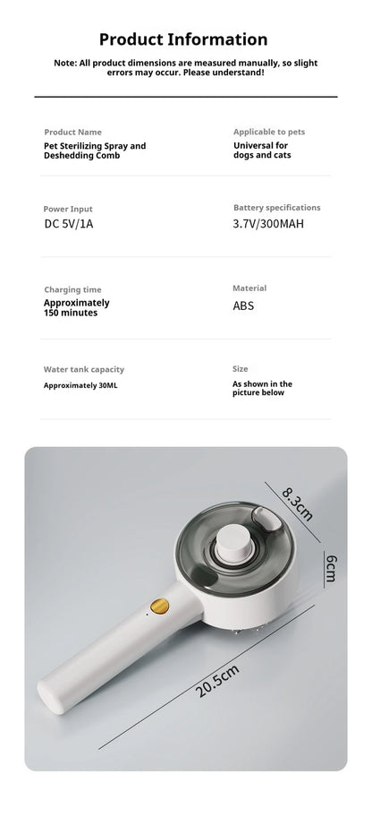 3in1 Cat Hair Brush Brush Pet Hair Remover steam Brush for Dogs Steamy Pet Brushs Anti-Static for Effective Hairs Removal Furry