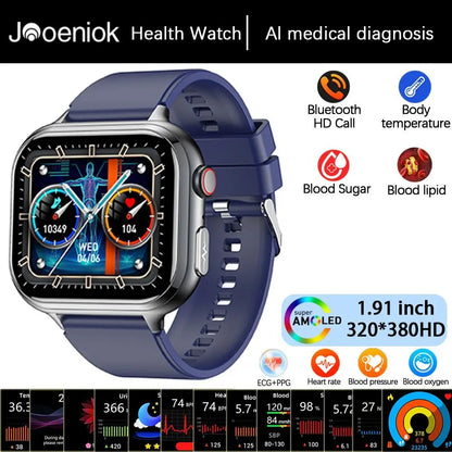 2025 Medical Grade ECG+PPG Smart Watch – Blood Sugar & Health Monitor