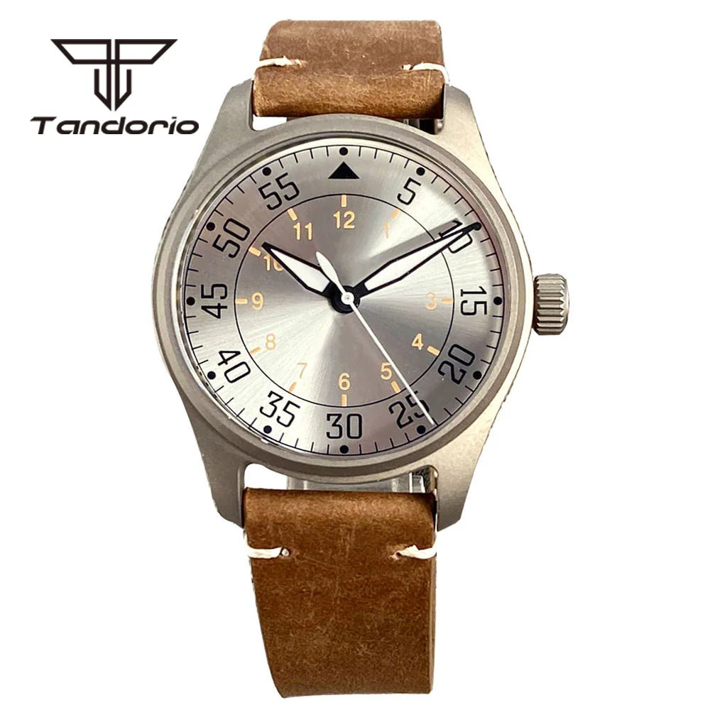 Tandorio Titanium Ultralight Dive 39mm Men's Pilot Watch Automatic Miyota 8215/PT5000 Movt AR Sapphire 20BAR Waterproof Luminous