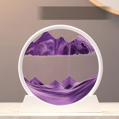 Sandscape Moving Sand Art Picture Round Glass Deep Sea Quicksand Craft Home Decor Gift 3D Liquid Hourglass Flowing Sand Painting