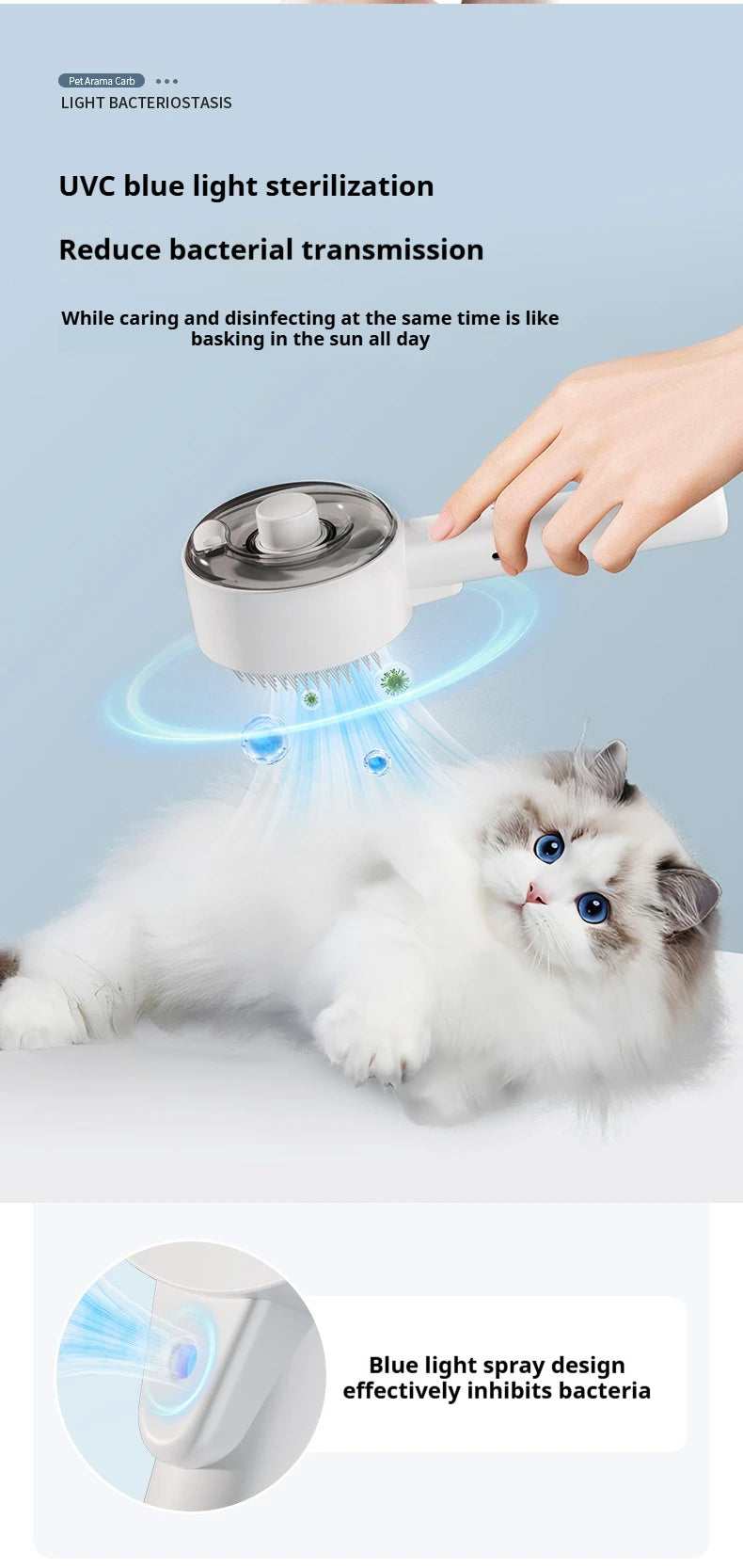 3in1 Cat Hair Brush Brush Pet Hair Remover steam Brush for Dogs Steamy Pet Brushs Anti-Static for Effective Hairs Removal Furry