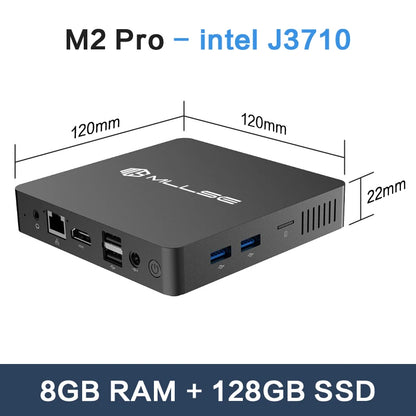 MLLSE Mini PC M2 Air Intel Gemini Lake N4000 Intel J3710 6GB RAM 128GB ROM Dual-Band WiFi Bluetooth USB Mini Computer