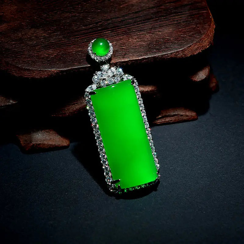 Natural high ice chalcedony green jadeite color safe and sound brand pendant