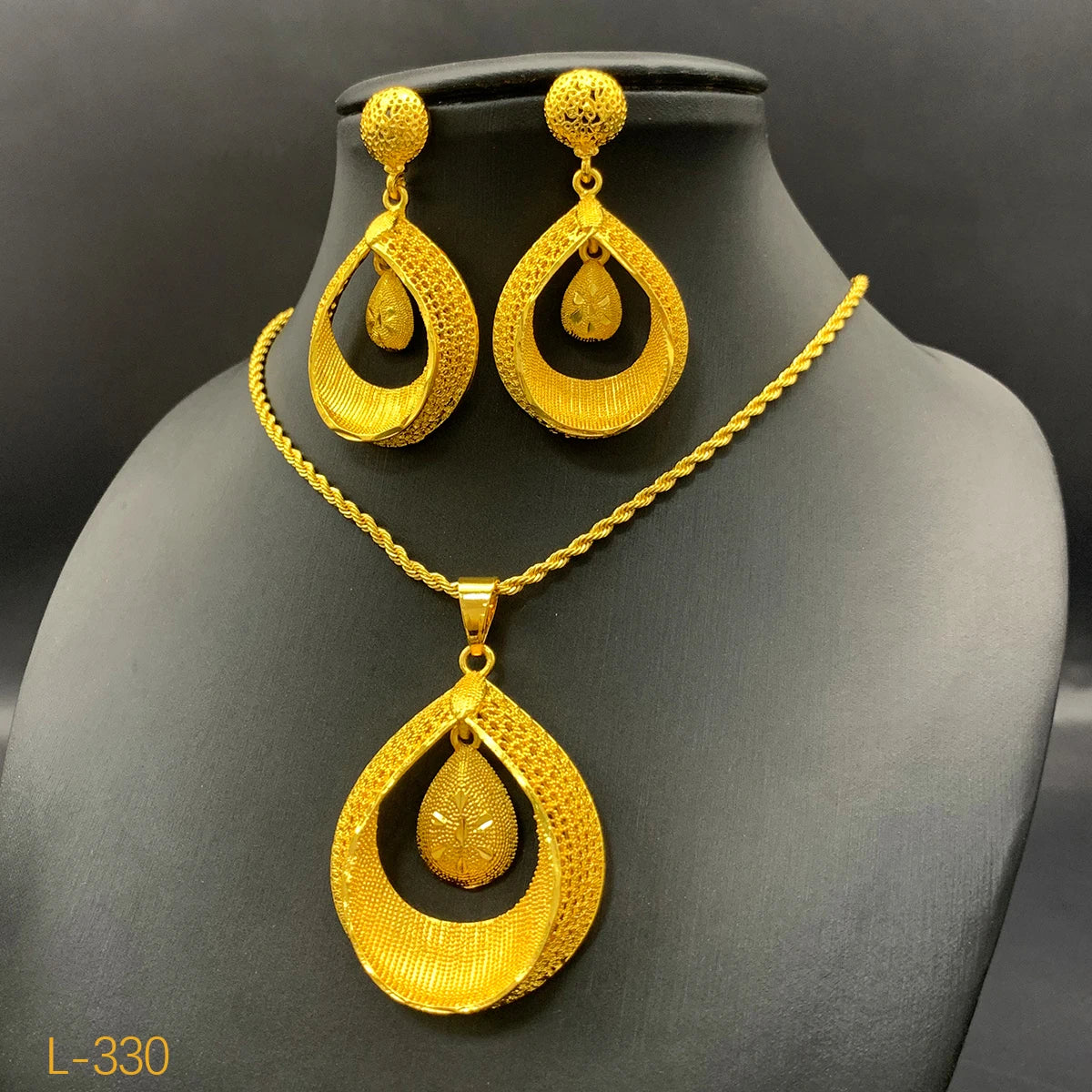 Dubai Ball 24K Gold Plated Jewelry Set – Necklace & Earrings for Women