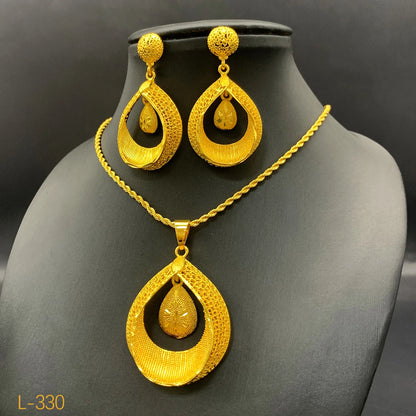 Dubai Ball 24K Gold Plated Jewelry Set – Necklace & Earrings for Women