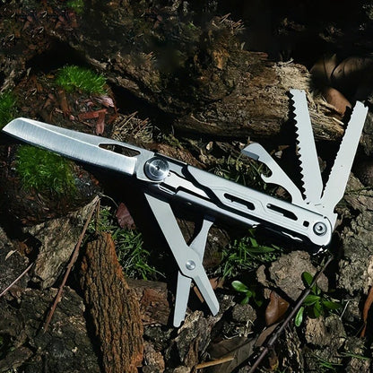 8-in-1 Fordable Pocket Multitool Knife Stainless Steel Multifunctional Saw Scissors Can&Bottle Opener Wire Stripper Glass Breake