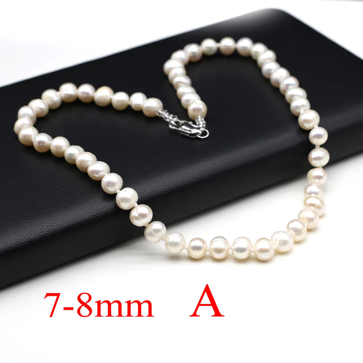 Natural Freshwater Pearl Necklace 7-8mm Irregular Round Pearls Necklaces for Women Lady Love Wedding Choker Jewelry Accessories