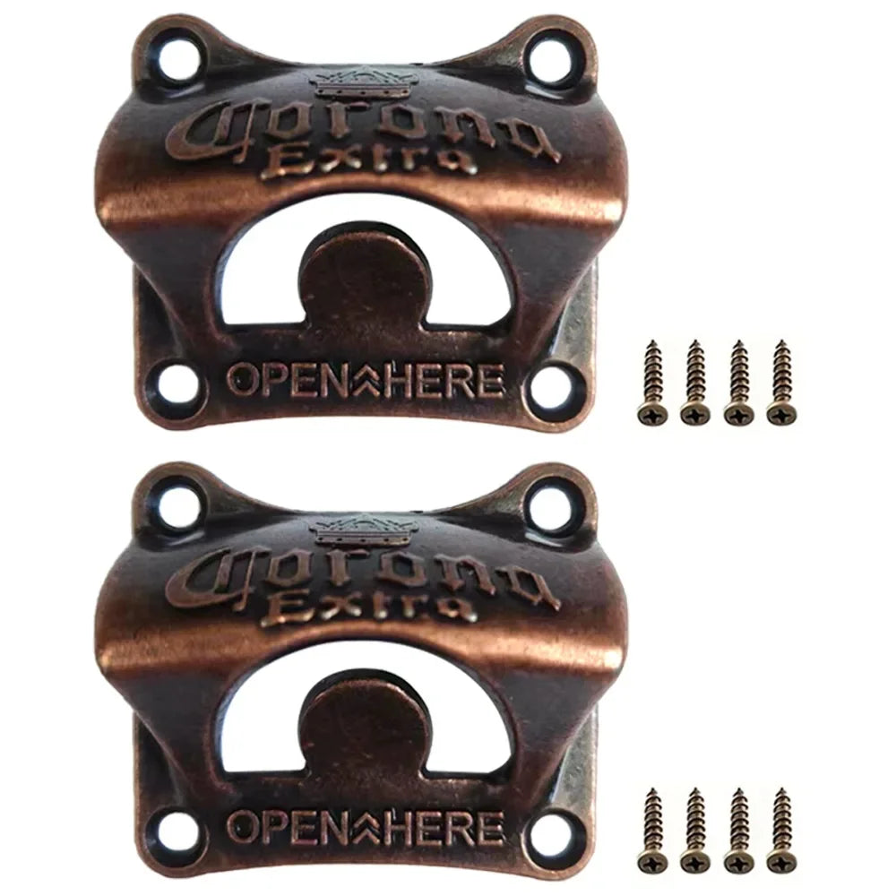 1/2/4/8pcs Bottle Opener Wall Mounted Retro BBQ DIY Solid Beer Opener Tools Bar Decorative Beer Opener Kitchen Gadgets
