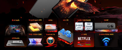 BNCF BPad Mini 8.4" 2K IPS Tablet - Android14 8GB RAM Snapdragon SMD685 6050mAh 4G LTE Widevine L1