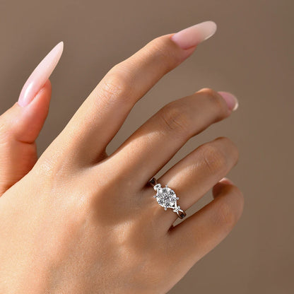 ATTAGEMS Classical  0.2ct Moissanite Ring For Women Flower Cluster Design D VVS1 925 Sterling Silver Wedding Rings Fine Jewelry