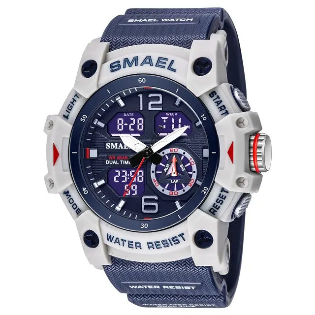 SMAEL 8007 Military Sport Watch – LED Digital Dual Time, Waterproof Men's Wristwatch