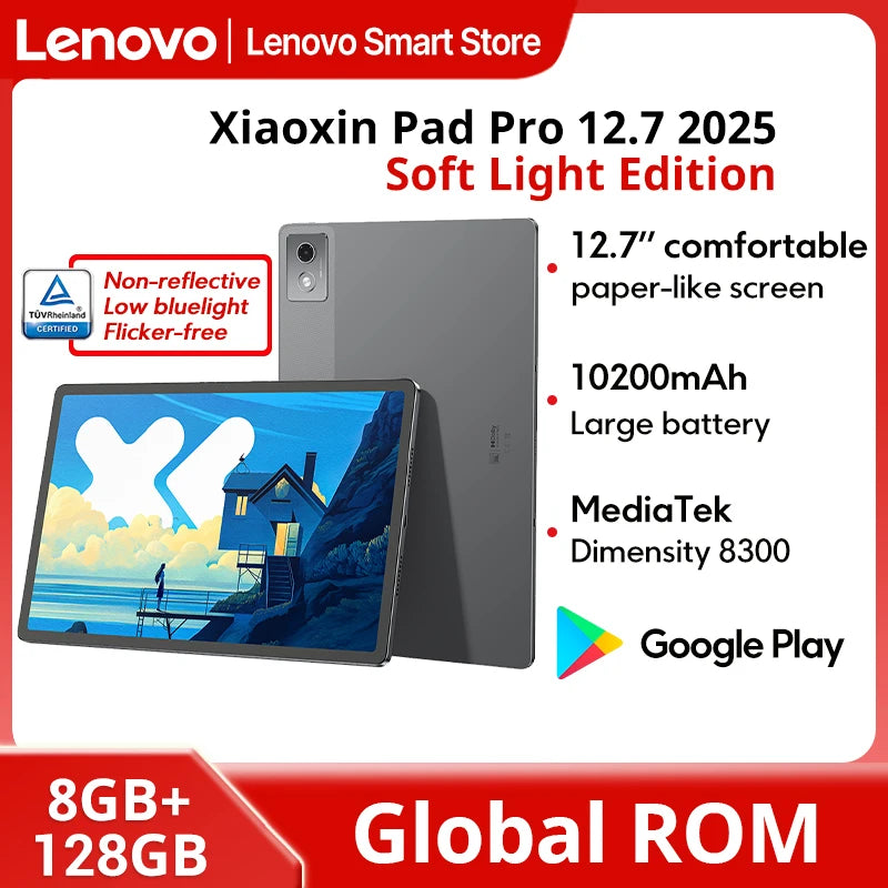 New Lenovo Xiaoxin Pad Pro 12.7 2025 Soft Light Edition Screen 10200mAh Dimensity 8300 Comfortable Visual Tablet Android PC