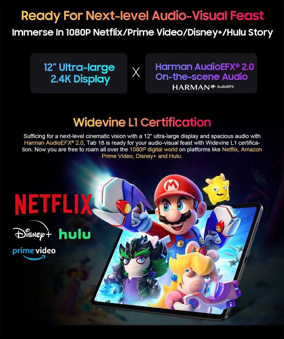 Blackview Tab 18 Tablet - 12" 2.4K FHD+ Display 8GB 256GB MTK Helio G99 8800mAh Pressure Sensitivity